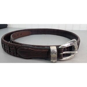 Brighton Men's Brown Full Grain Leather Belt Sz 40 Textured Western Vintage 1998